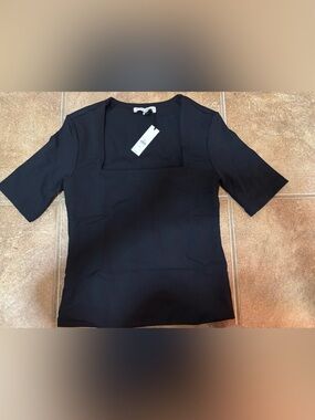 Banana Republic Black Square-Neck Short Sleeve Top